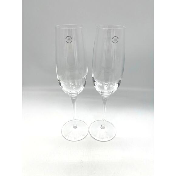 Tiffany & Co Set of 2 Crystal Champagne Flutes Signed Made in Italy 9.5" - Picture 3 of 9